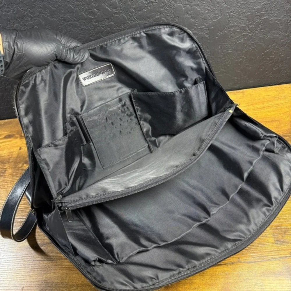Worthington Black Faux Leather Laptop Briefcase Satchel Bag‎ Large Professional